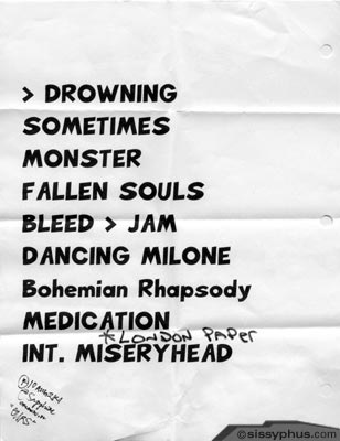 Ours setlist.