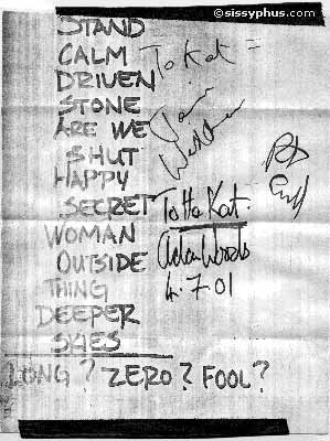 The Fixx's setlist.
